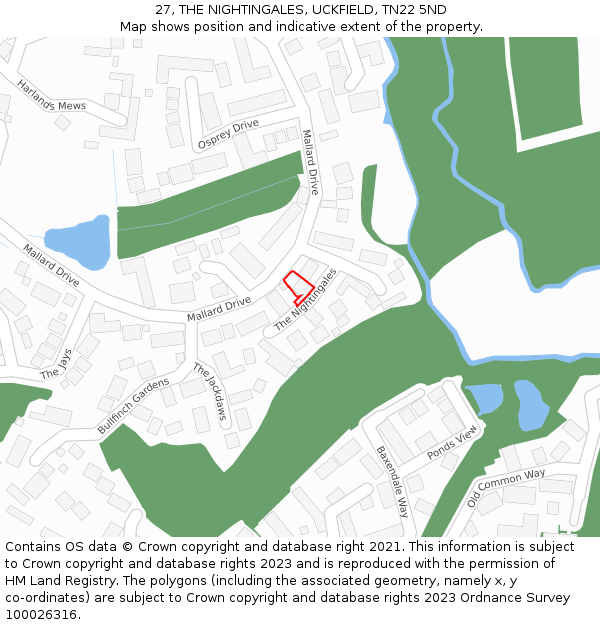 27, THE NIGHTINGALES, UCKFIELD, TN22 5ND: Location map and indicative extent of plot