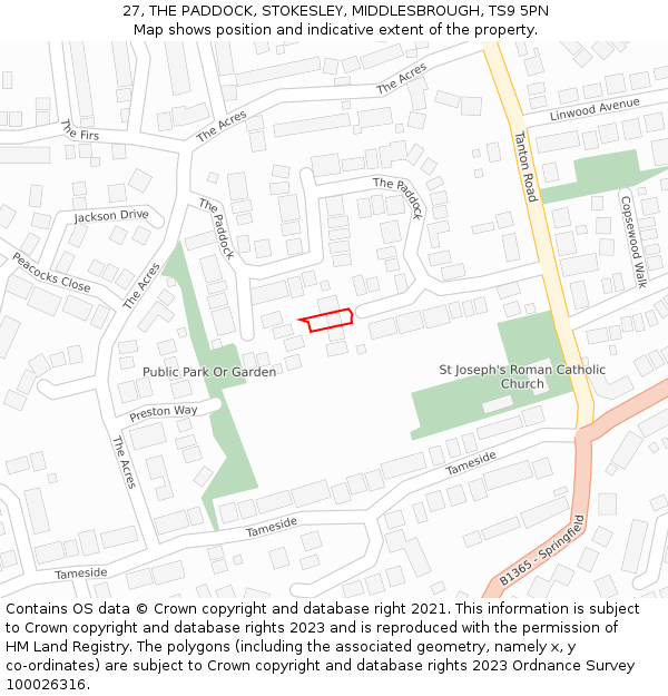 27, THE PADDOCK, STOKESLEY, MIDDLESBROUGH, TS9 5PN: Location map and indicative extent of plot