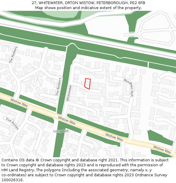 27, WHITEWATER, ORTON WISTOW, PETERBOROUGH, PE2 6FB: Location map and indicative extent of plot