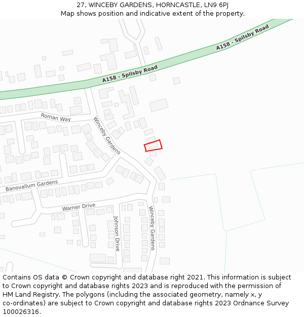 27, WINCEBY GARDENS, HORNCASTLE, LN9 6PJ: Location map and indicative extent of plot