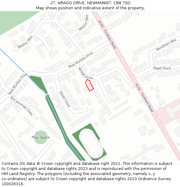 27, WRAGG DRIVE, NEWMARKET, CB8 7SD: Location map and indicative extent of plot