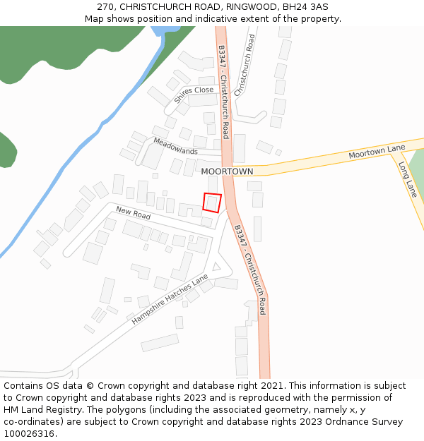 270, CHRISTCHURCH ROAD, RINGWOOD, BH24 3AS: Location map and indicative extent of plot