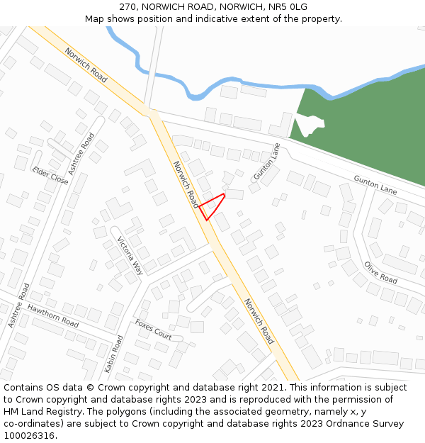 270, NORWICH ROAD, NORWICH, NR5 0LG: Location map and indicative extent of plot