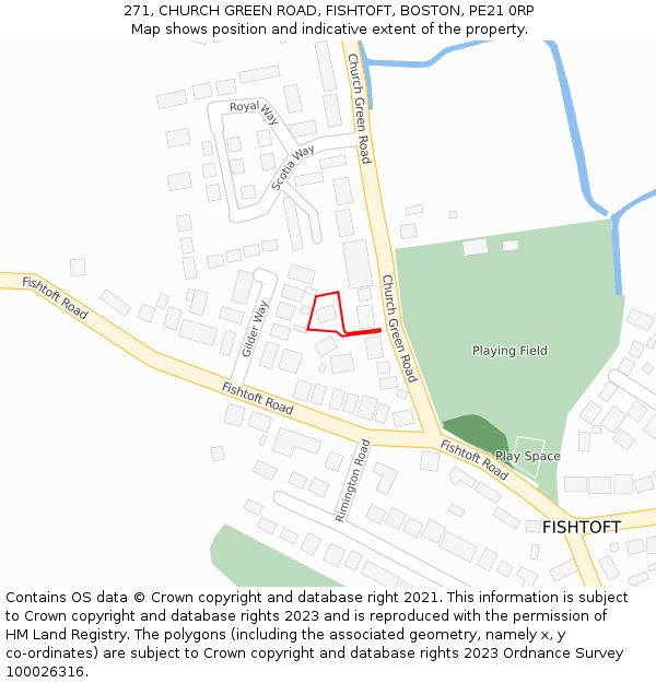 271, CHURCH GREEN ROAD, FISHTOFT, BOSTON, PE21 0RP: Location map and indicative extent of plot