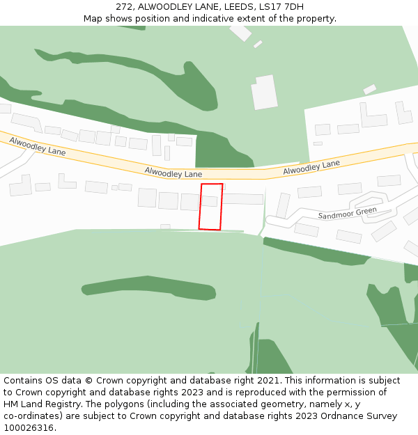 272, ALWOODLEY LANE, LEEDS, LS17 7DH: Location map and indicative extent of plot