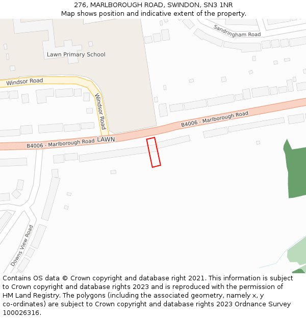 276, MARLBOROUGH ROAD, SWINDON, SN3 1NR: Location map and indicative extent of plot
