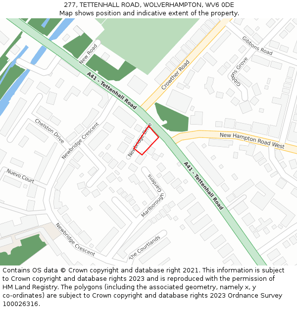 277, TETTENHALL ROAD, WOLVERHAMPTON, WV6 0DE: Location map and indicative extent of plot