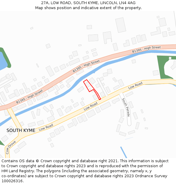 27A, LOW ROAD, SOUTH KYME, LINCOLN, LN4 4AG: Location map and indicative extent of plot