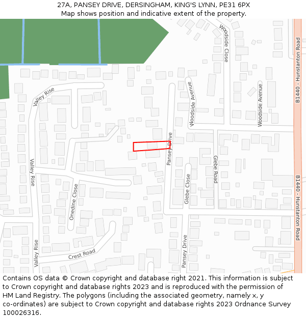 27A, PANSEY DRIVE, DERSINGHAM, KING'S LYNN, PE31 6PX: Location map and indicative extent of plot