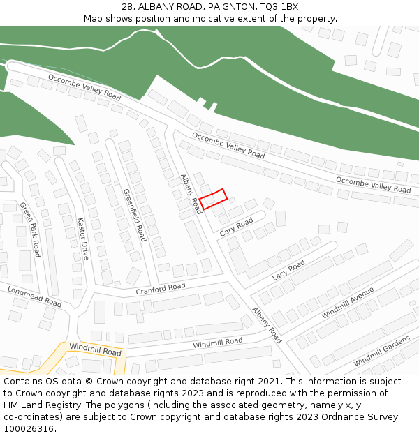 28, ALBANY ROAD, PAIGNTON, TQ3 1BX: Location map and indicative extent of plot