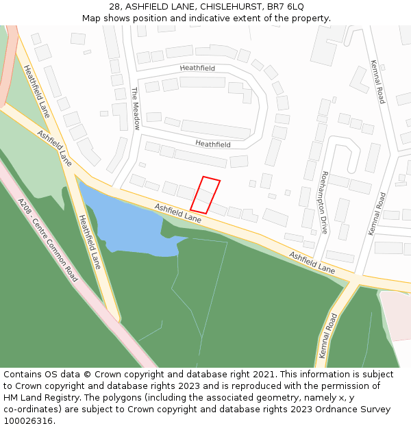 28, ASHFIELD LANE, CHISLEHURST, BR7 6LQ: Location map and indicative extent of plot