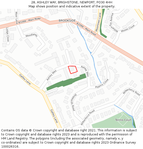 28, ASHLEY WAY, BRIGHSTONE, NEWPORT, PO30 4HH: Location map and indicative extent of plot