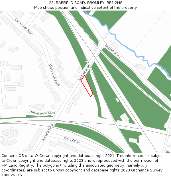 28, BARFIELD ROAD, BROMLEY, BR1 2HS: Location map and indicative extent of plot