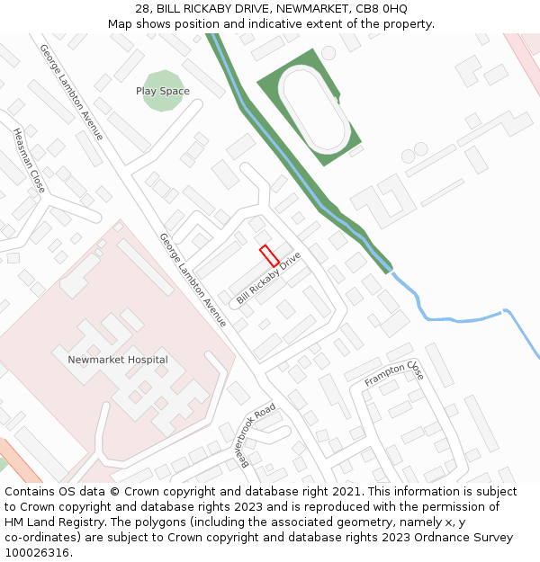 28, BILL RICKABY DRIVE, NEWMARKET, CB8 0HQ: Location map and indicative extent of plot