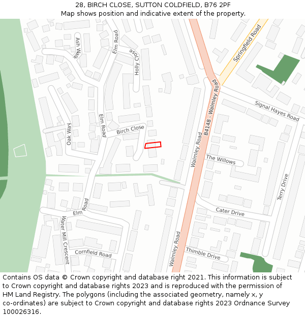 28, BIRCH CLOSE, SUTTON COLDFIELD, B76 2PF: Location map and indicative extent of plot
