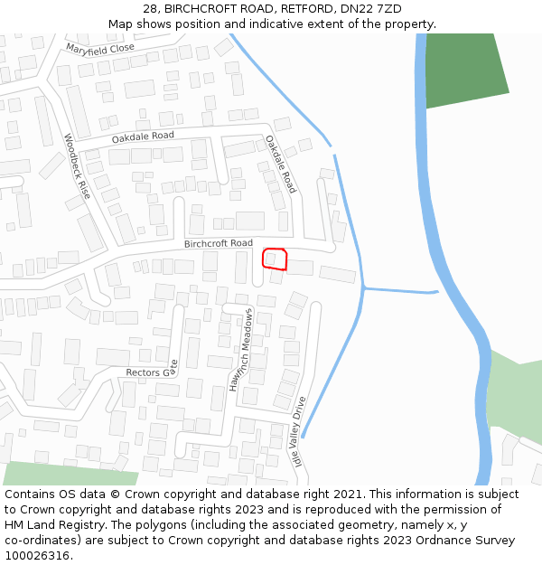 28, BIRCHCROFT ROAD, RETFORD, DN22 7ZD: Location map and indicative extent of plot