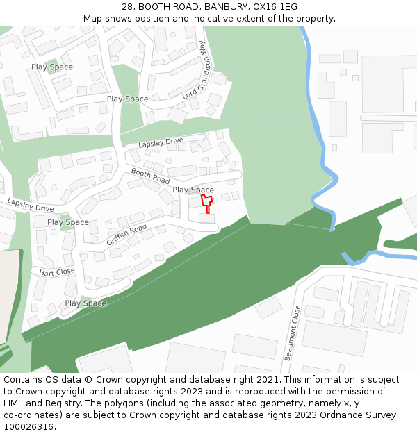 28, BOOTH ROAD, BANBURY, OX16 1EG: Location map and indicative extent of plot