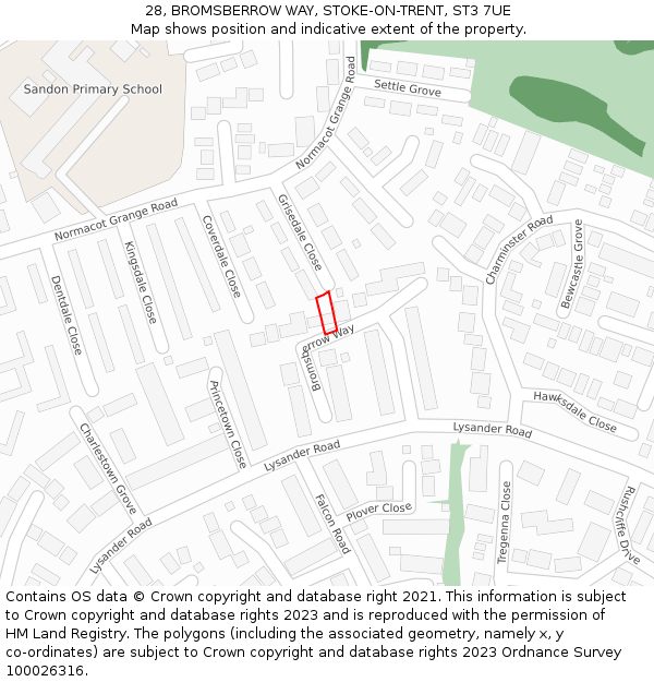 28, BROMSBERROW WAY, STOKE-ON-TRENT, ST3 7UE: Location map and indicative extent of plot