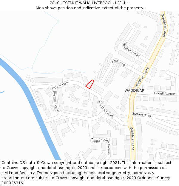28, CHESTNUT WALK, LIVERPOOL, L31 1LL: Location map and indicative extent of plot
