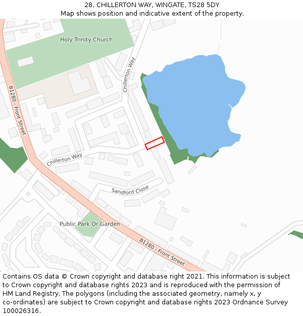 28, CHILLERTON WAY, WINGATE, TS28 5DY: Location map and indicative extent of plot