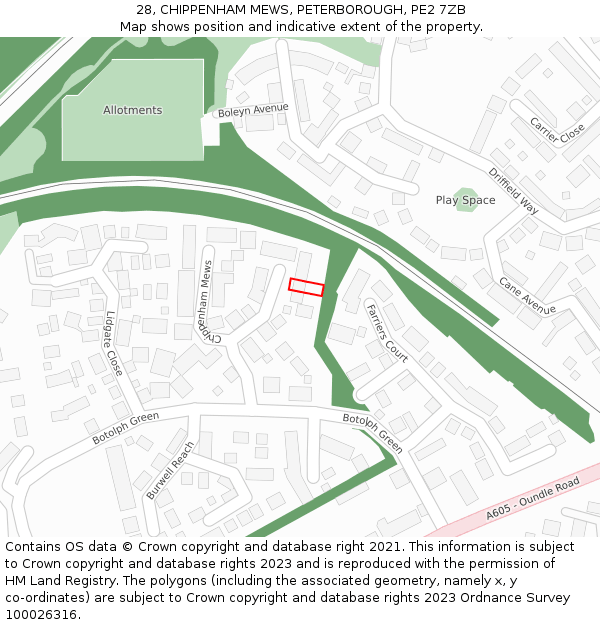 28, CHIPPENHAM MEWS, PETERBOROUGH, PE2 7ZB: Location map and indicative extent of plot