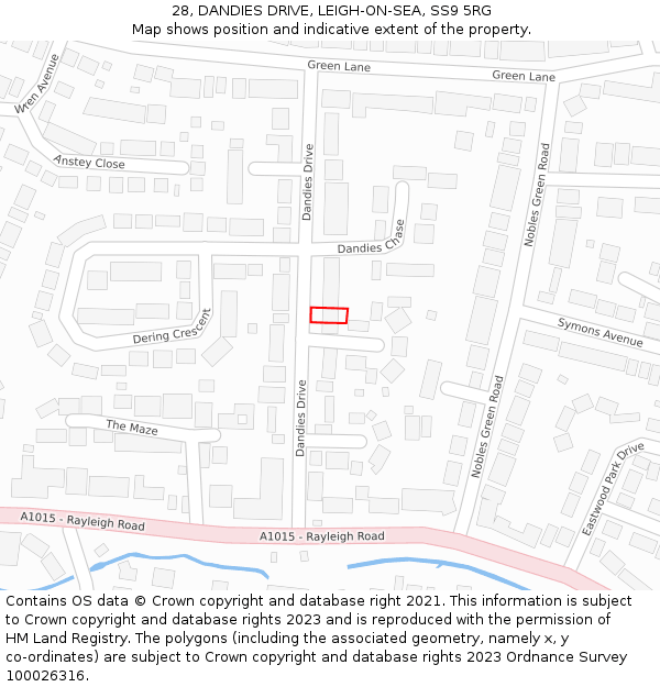 28, DANDIES DRIVE, LEIGH-ON-SEA, SS9 5RG: Location map and indicative extent of plot
