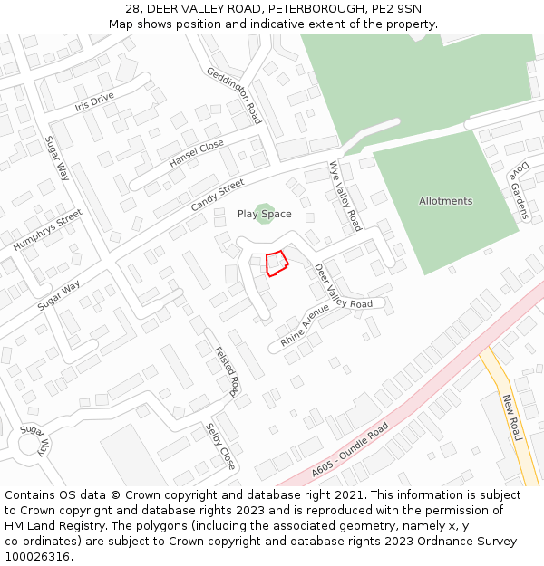 28, DEER VALLEY ROAD, PETERBOROUGH, PE2 9SN: Location map and indicative extent of plot
