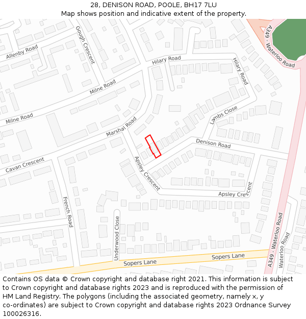 28, DENISON ROAD, POOLE, BH17 7LU: Location map and indicative extent of plot