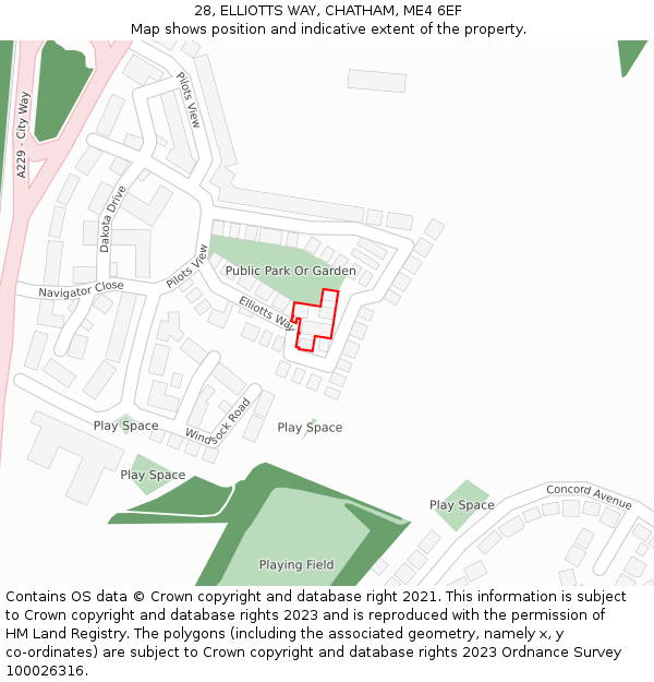 28, ELLIOTTS WAY, CHATHAM, ME4 6EF: Location map and indicative extent of plot