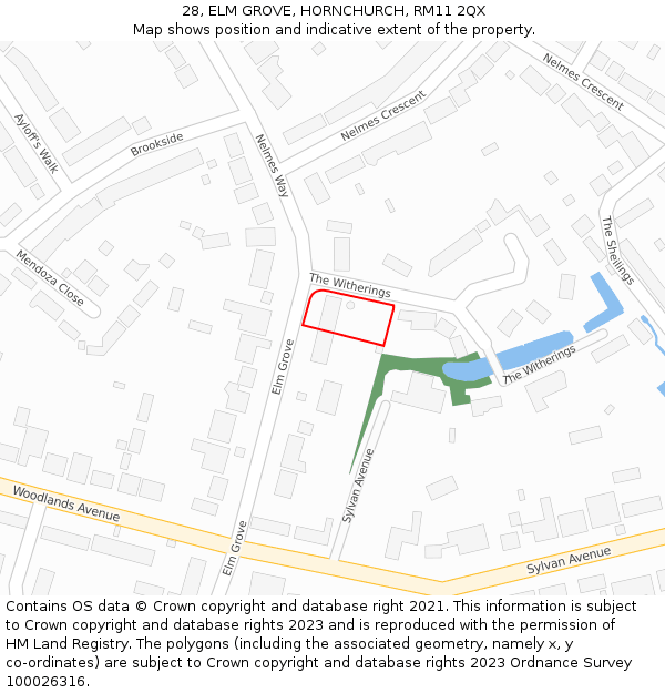 28, ELM GROVE, HORNCHURCH, RM11 2QX: Location map and indicative extent of plot