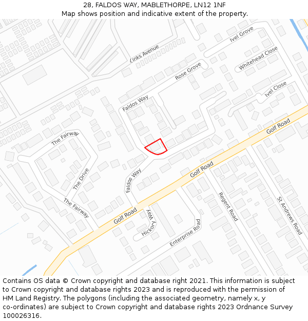28, FALDOS WAY, MABLETHORPE, LN12 1NF: Location map and indicative extent of plot