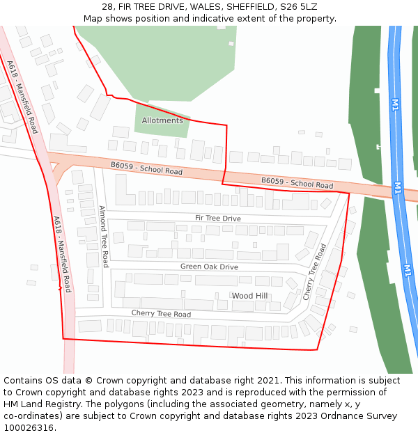 28, FIR TREE DRIVE, WALES, SHEFFIELD, S26 5LZ: Location map and indicative extent of plot