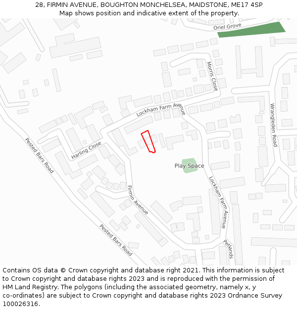 28, FIRMIN AVENUE, BOUGHTON MONCHELSEA, MAIDSTONE, ME17 4SP: Location map and indicative extent of plot