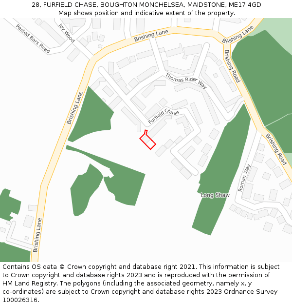 28, FURFIELD CHASE, BOUGHTON MONCHELSEA, MAIDSTONE, ME17 4GD: Location map and indicative extent of plot