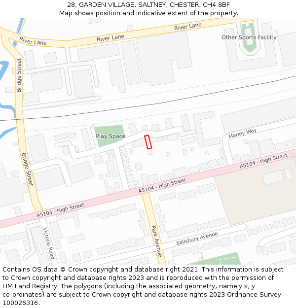 28, GARDEN VILLAGE, SALTNEY, CHESTER, CH4 8BF: Location map and indicative extent of plot