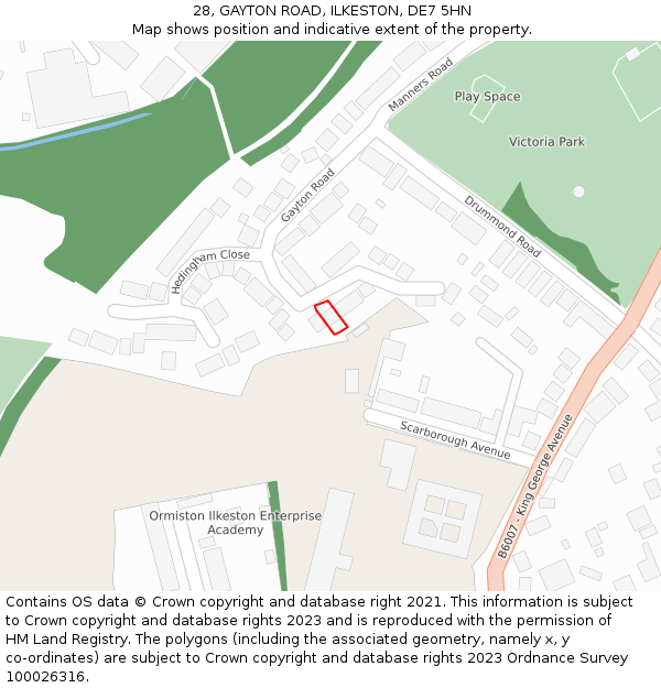 28, GAYTON ROAD, ILKESTON, DE7 5HN: Location map and indicative extent of plot