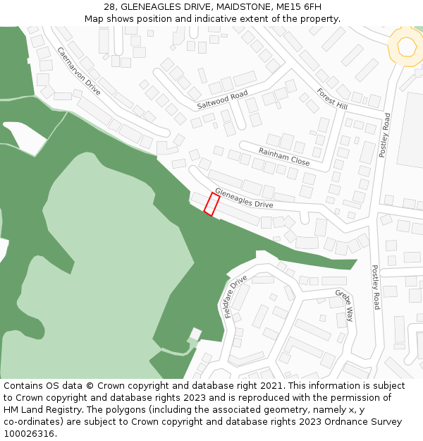 28, GLENEAGLES DRIVE, MAIDSTONE, ME15 6FH: Location map and indicative extent of plot