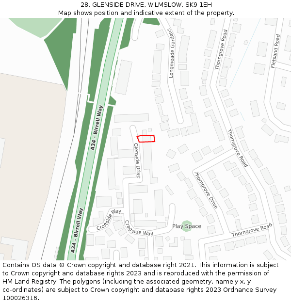 28, GLENSIDE DRIVE, WILMSLOW, SK9 1EH: Location map and indicative extent of plot