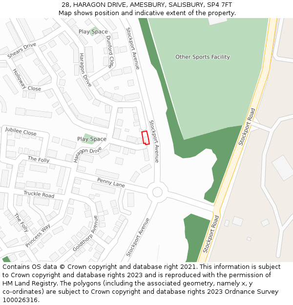 28, HARAGON DRIVE, AMESBURY, SALISBURY, SP4 7FT: Location map and indicative extent of plot