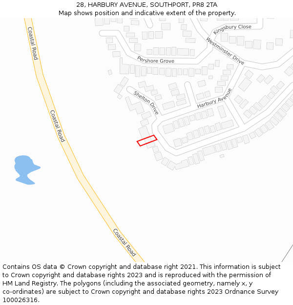 28, HARBURY AVENUE, SOUTHPORT, PR8 2TA: Location map and indicative extent of plot