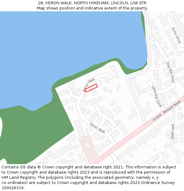 28, HERON WALK, NORTH HYKEHAM, LINCOLN, LN6 9TR: Location map and indicative extent of plot