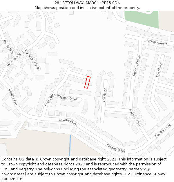 28, IRETON WAY, MARCH, PE15 9DN: Location map and indicative extent of plot