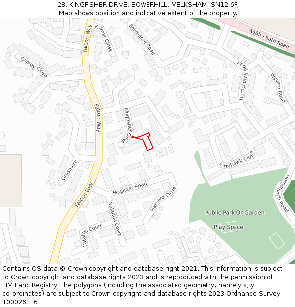 28, KINGFISHER DRIVE, BOWERHILL, MELKSHAM, SN12 6FJ: Location map and indicative extent of plot