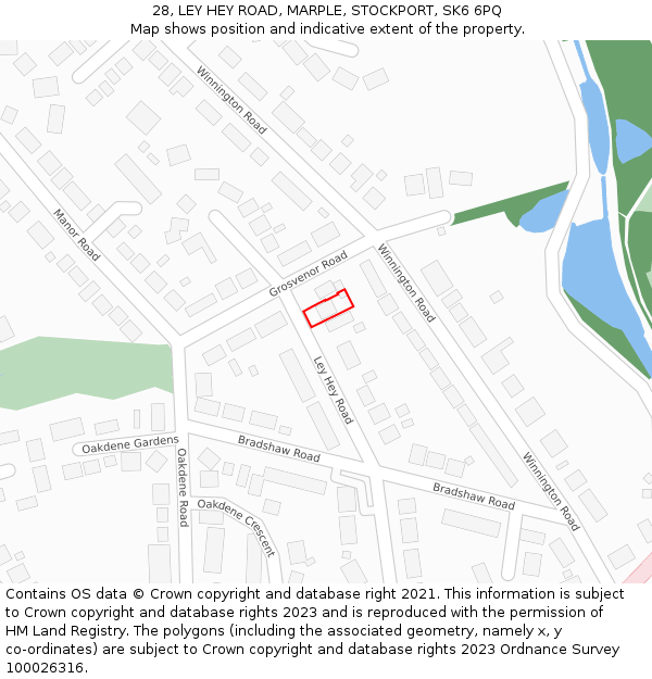 28, LEY HEY ROAD, MARPLE, STOCKPORT, SK6 6PQ: Location map and indicative extent of plot