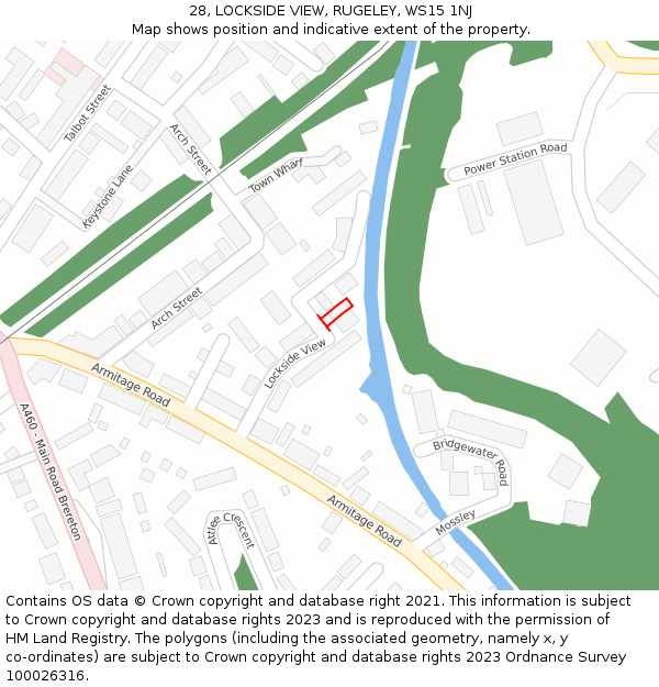 28, LOCKSIDE VIEW, RUGELEY, WS15 1NJ: Location map and indicative extent of plot