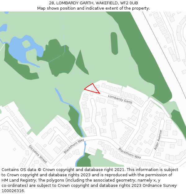 28, LOMBARDY GARTH, WAKEFIELD, WF2 0UB: Location map and indicative extent of plot