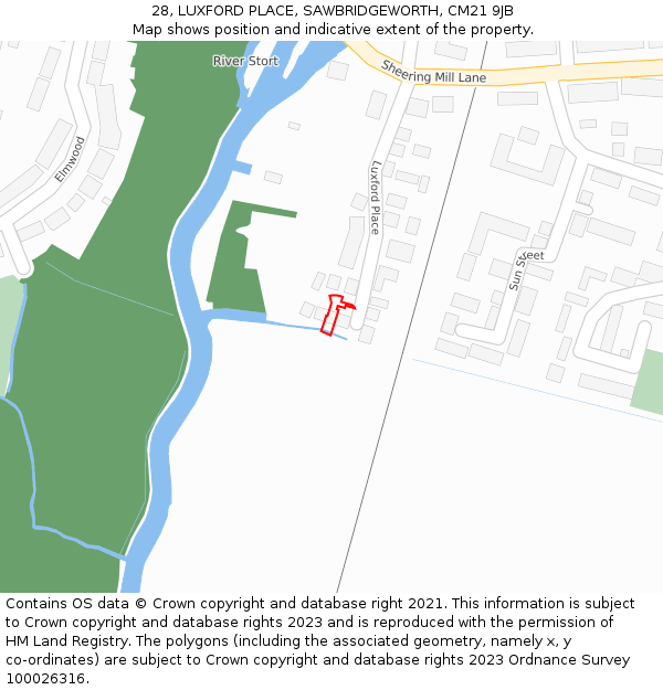 28, LUXFORD PLACE, SAWBRIDGEWORTH, CM21 9JB: Location map and indicative extent of plot
