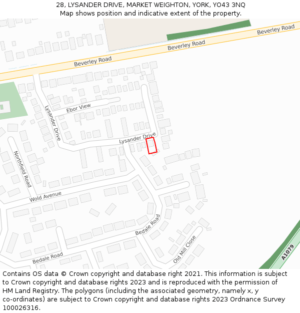28, LYSANDER DRIVE, MARKET WEIGHTON, YORK, YO43 3NQ: Location map and indicative extent of plot
