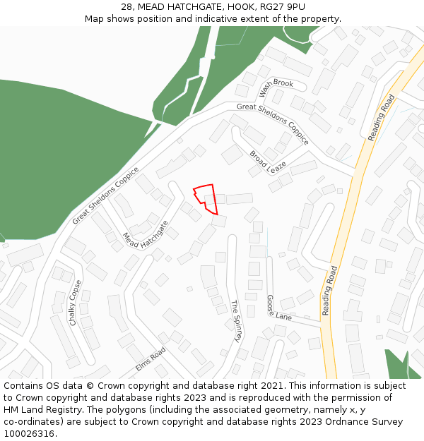 28, MEAD HATCHGATE, HOOK, RG27 9PU: Location map and indicative extent of plot