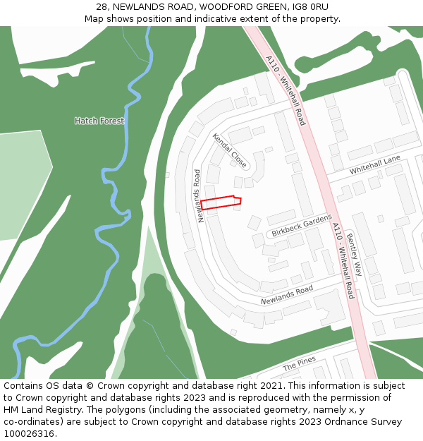 28, NEWLANDS ROAD, WOODFORD GREEN, IG8 0RU: Location map and indicative extent of plot